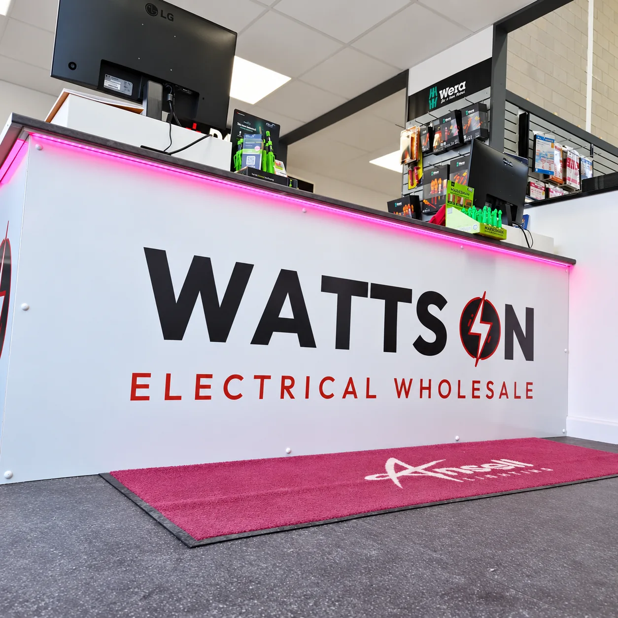 The trade counter inside Watts On Electrical Wholesale, Helston